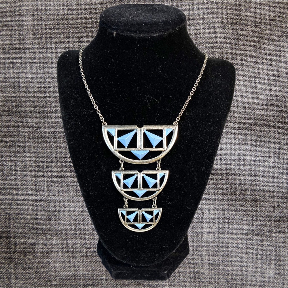 BRAND NEW statement tribal necklace hammered silver unique look fantastic deal!